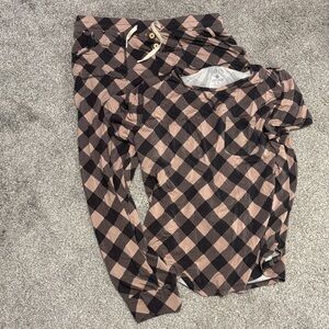 Lates By Kate Plaid Short Sleeve Shirt and Pants Set